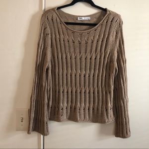 Zara Tan Wide Knit Sweater